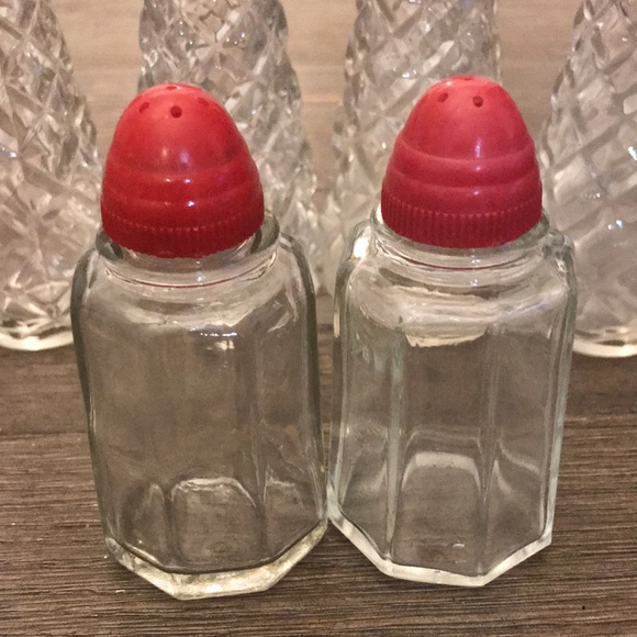 Vintage retro diner glassware salt & pepper sets Gemco syrup 7 pieces (a) - Picture 4 of 9